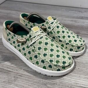Hey Dude Wendy Luck Shamrock Women's Size 6 Casual  Slip On Loafers Irish St Pat